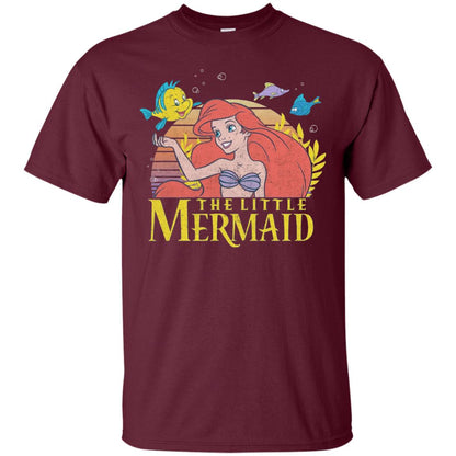 Cartoon T-shirt Mermaid Ariel Flounder Maroon