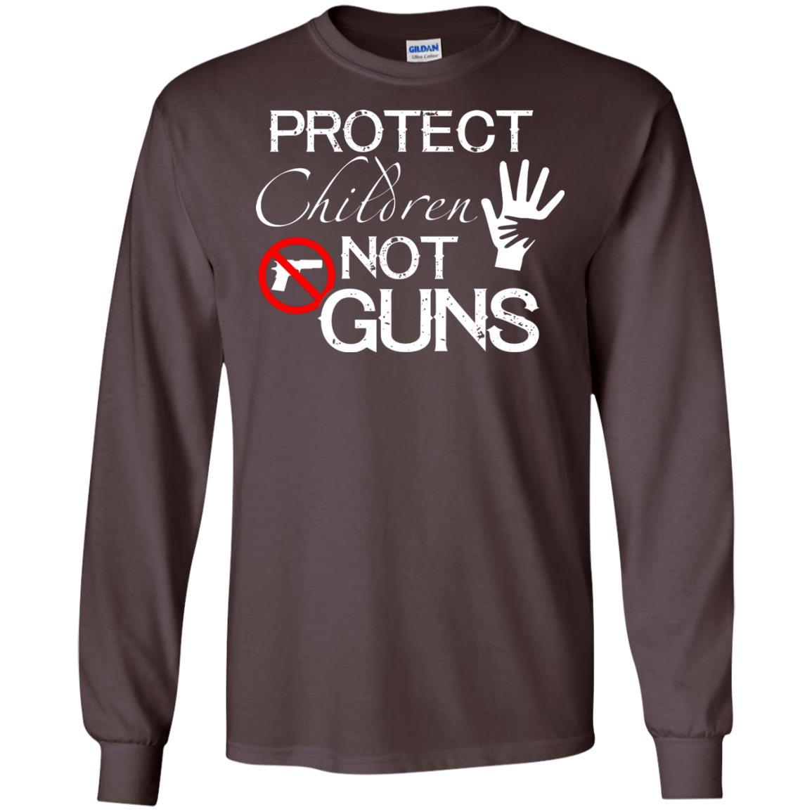 Anti Gun T-shirt Protect Children Not Gun Dark Chocolate