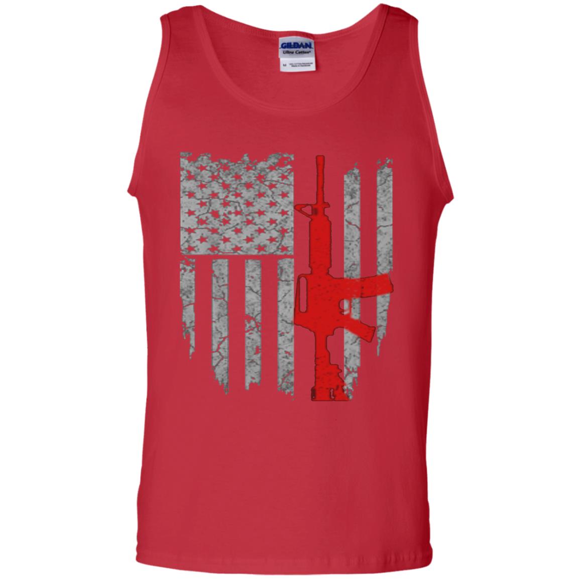 Hunting Lover T-shirt Gun Usa Flag Red