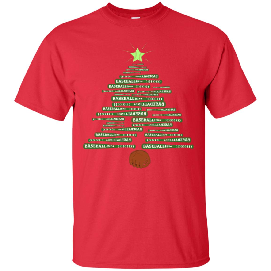 Baseballism Christmas Tree Gift Shirt Red