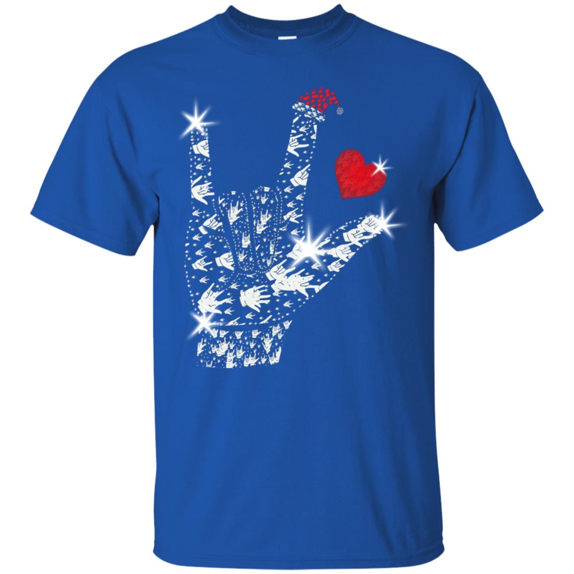 Rocknroll Sign Hand With Santa Claus Hat X-mas Shirt For Rock Music Lovers Royal