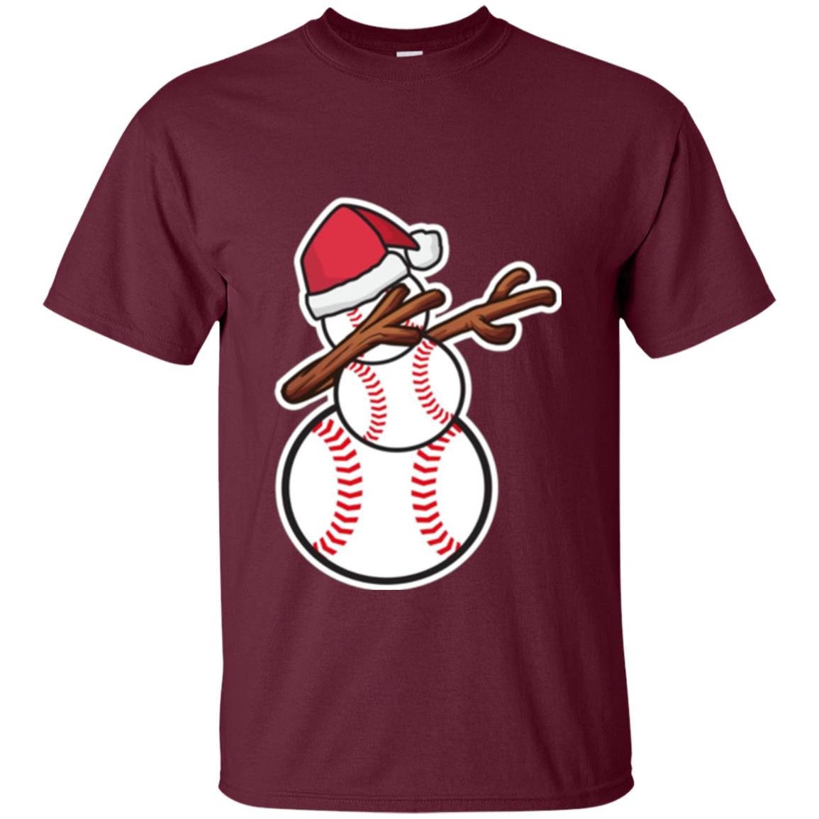Christmas T-shirt Dabbing Snowman Baseball Maroon