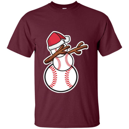 Christmas T-shirt Dabbing Snowman Baseball Maroon