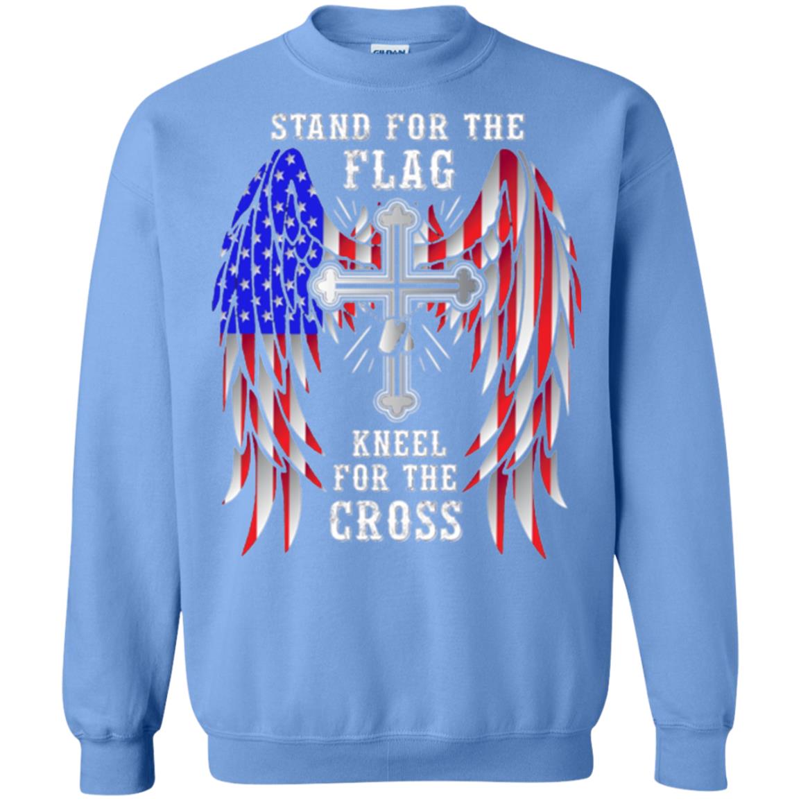 Christian T-shirt Stand For The Flag Kneel For The Cross Carolina Blue