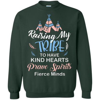Mommy T-shirt Raising My Tribe To Have Kind Hearts Forest Green