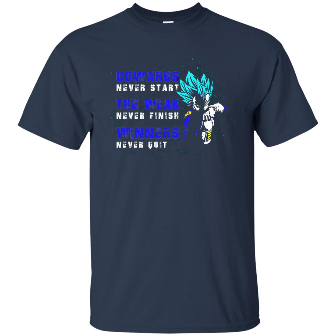 Cowards Never Start The Weak Never Finish Comic T-shirt Navy