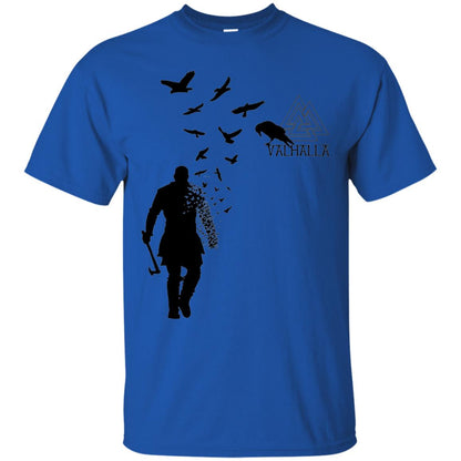 Vikings Axe Ragnar Lothbrok Flock Of Ravens Valhalla Symbol T-shirt Royal