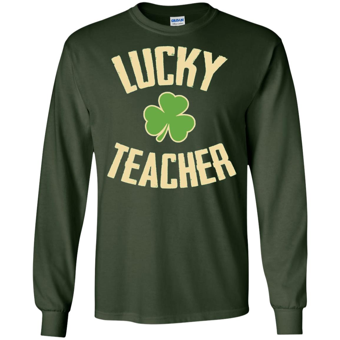 Lucky Teacher Shirt St. Patrick_s Day T-shirt Forest Green