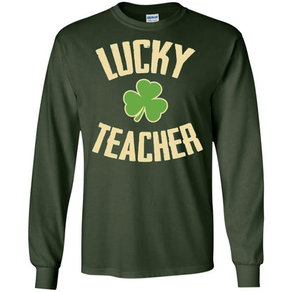 Lucky Teacher Shirt St. Patrick_s Day T-shirt Forest Green