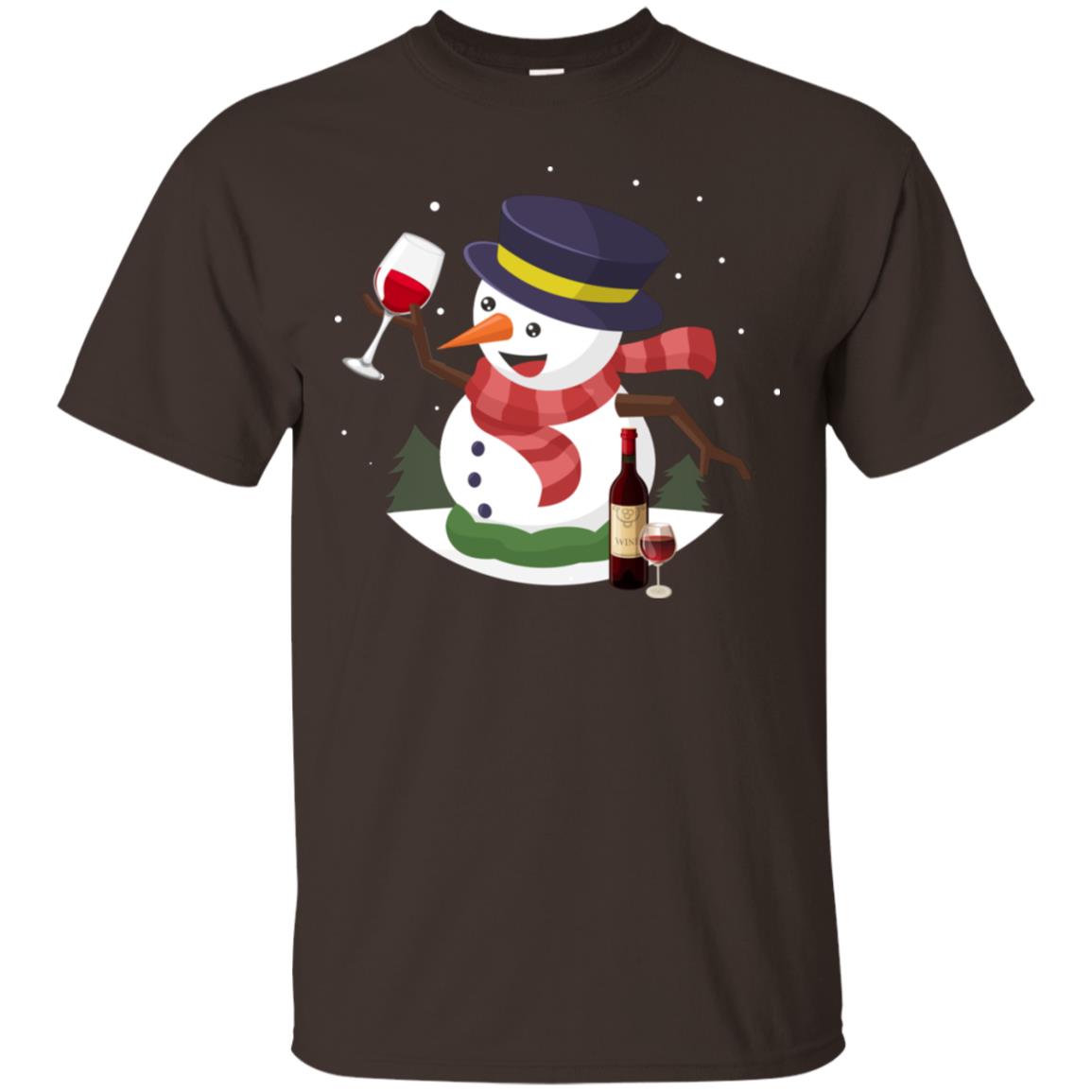 Snowman Cheer Up Wine Drinking Lovers Merry X-mas Gift Shirt Dark Chocolate
