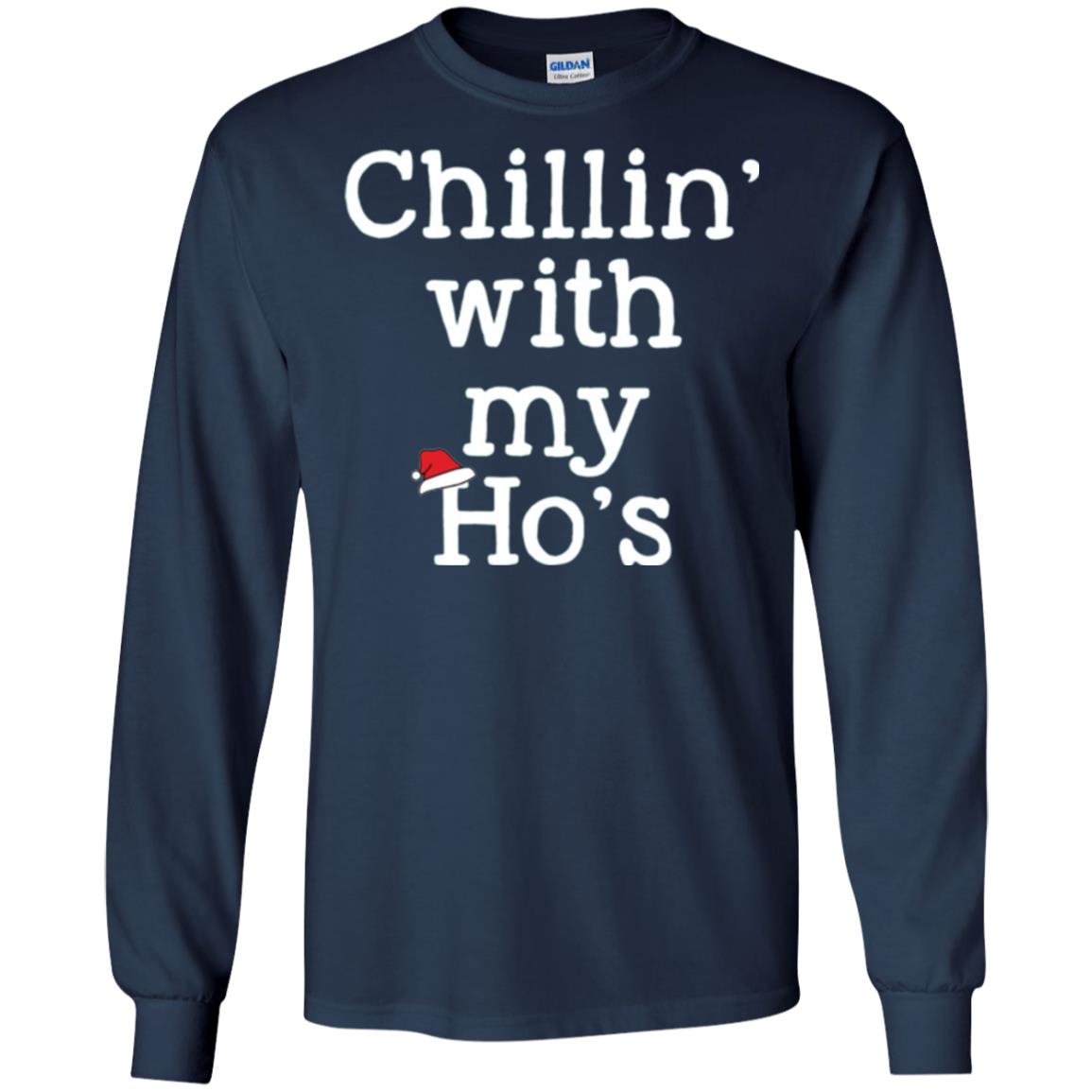 Christmas T-shirt Chillin With My Ho_s Navy