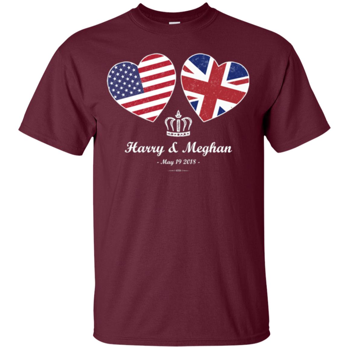 Harry And Meghan British American Royal Wedding Shirt Maroon
