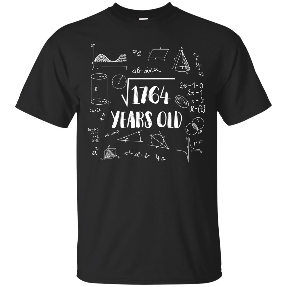 Square Root Of 1764 42nd Birthday 42 Years Old Math T-shirt Black