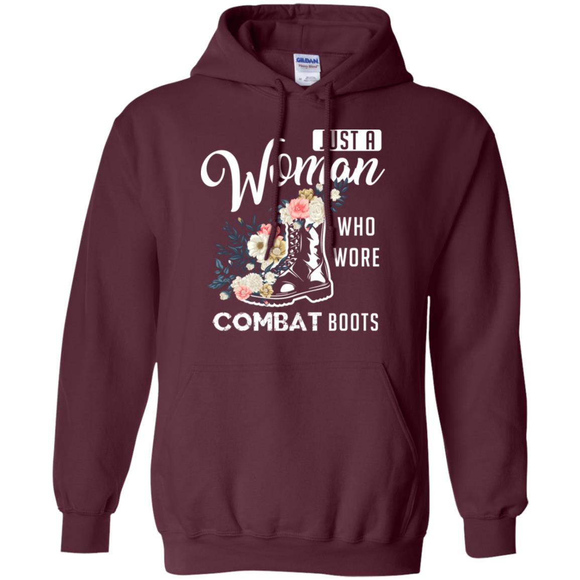Just A Woman Who More Combat Boots Female Veteran T-shirt Maroon