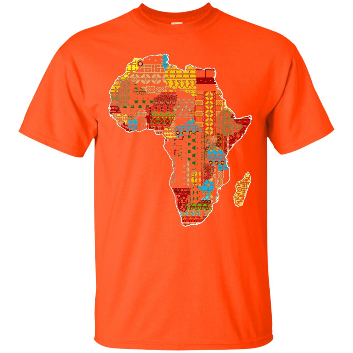 African Pride Traditional Ethnic Pattern Africa Map Shirt Orange