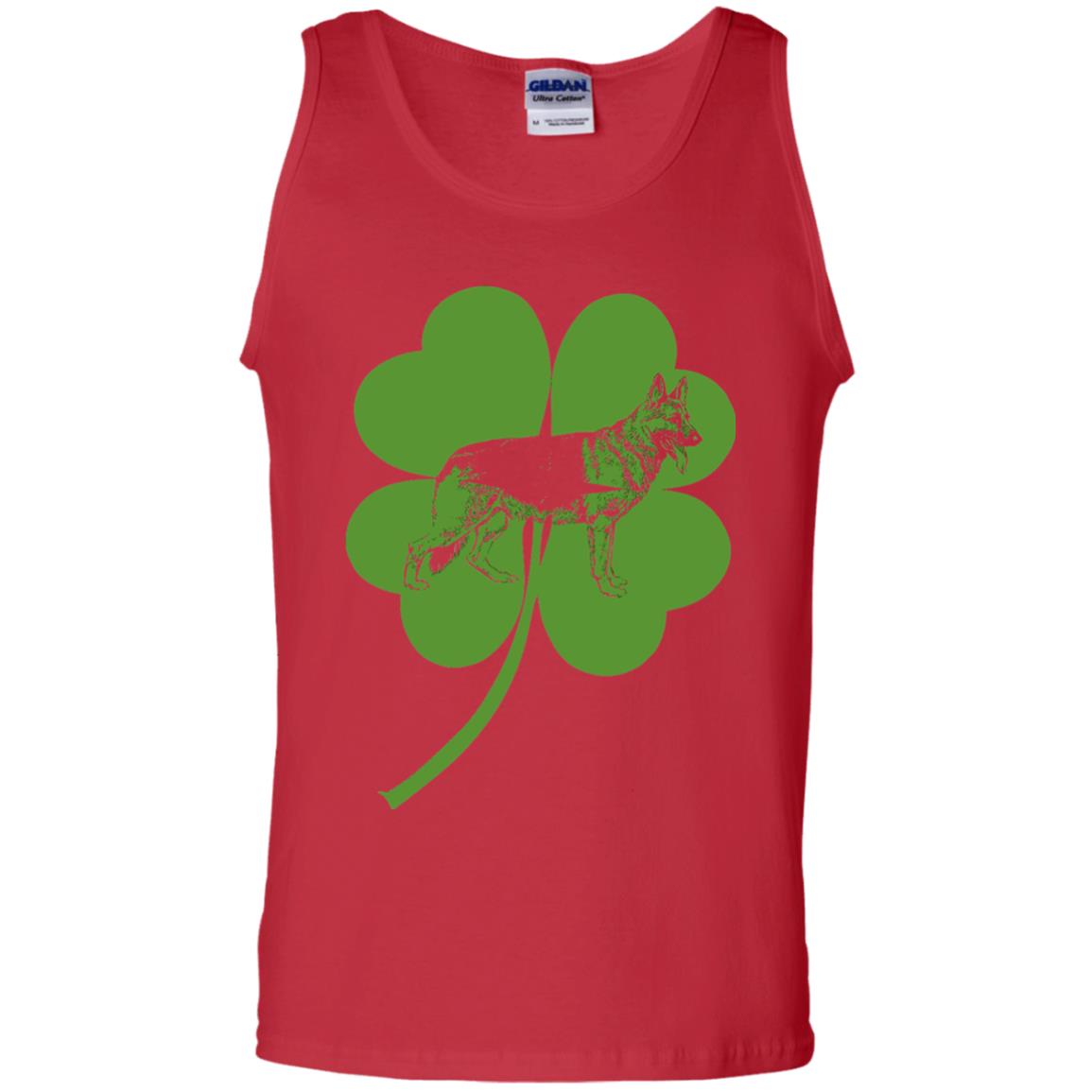 German Shepherd Shamrock St. Patrick_s Day T-shirt Red