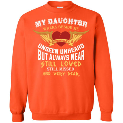 Family T-shirt My Daughter Walks Beside Me Everyday Orange