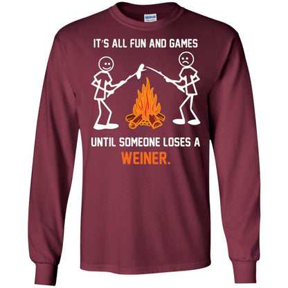 Camper T-shirt It’s All Fun And Games Until Someone Loses A Weiner Maroon