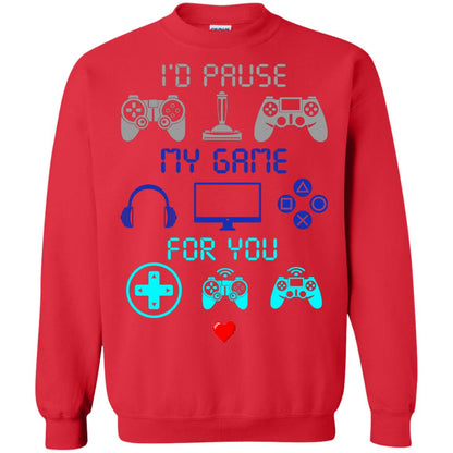 Gamer T-shirt I'd Pause My Game For You Red