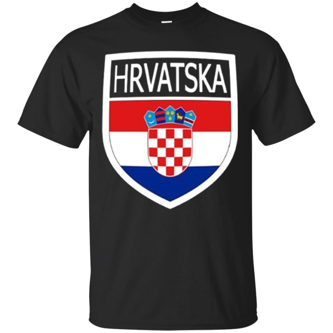 Croatia Shield T-shirt Hrvatska Patch Croatian Flag Badge Black