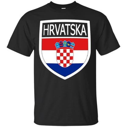 Croatia Shield T-shirt Hrvatska Patch Croatian Flag Badge Black