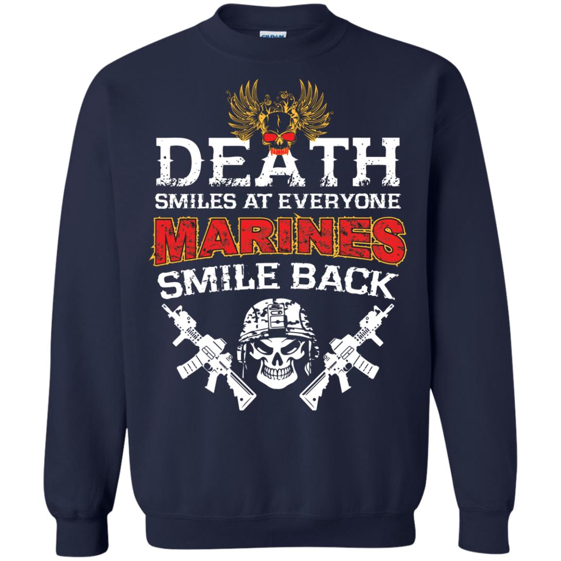Death Smiles At Everyone Marines Smile Back Shirt Navy
