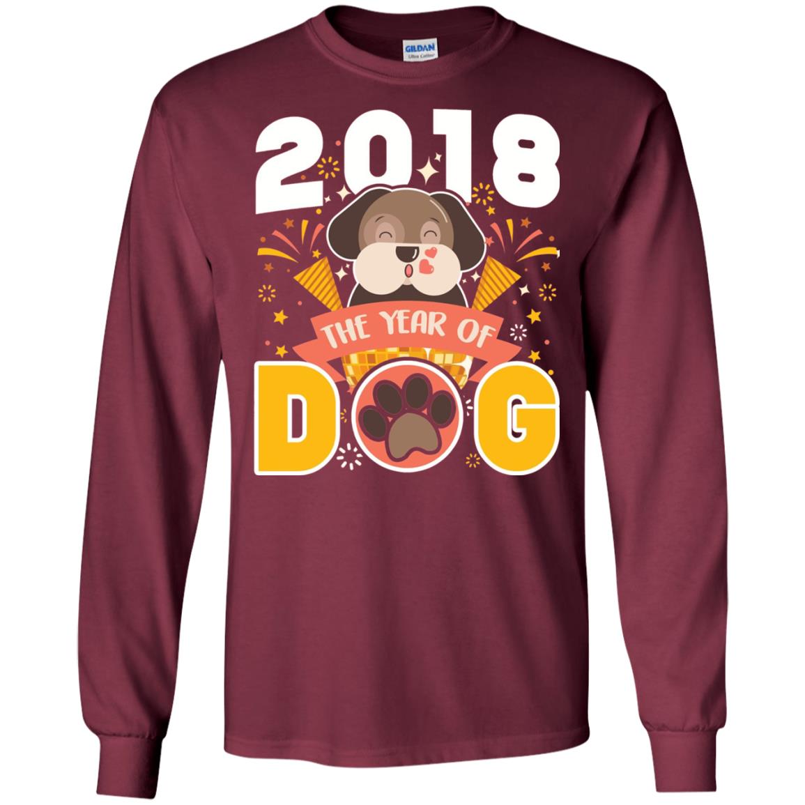 Funny Chinese New Year T-shirt 2018 The Year Of Dog Maroon