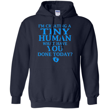 Funny Maternity Shirt Creating Tiny Human Blue Navy