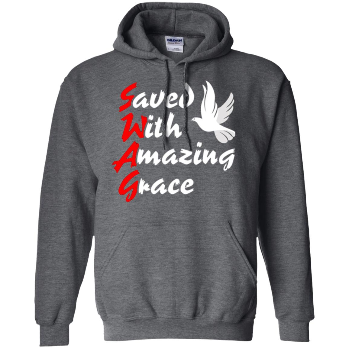 Swag T-shirt Saved With Amazing Grace Dark Heather