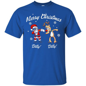 Christmas T-shirt Santa And Reindeer Dilly Dilly