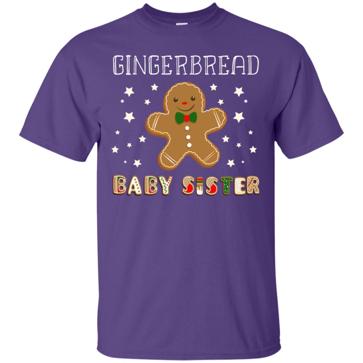 Gingerbread Baby Sister X-mas Gift Family Shirt For Girls Purple