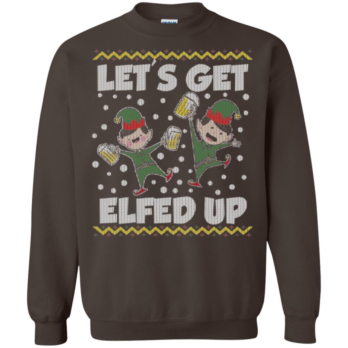 Christmas T-shirt Let's Get Elfed Up Dark Chocolate