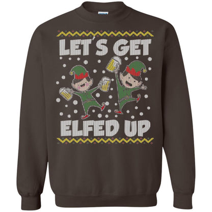 Christmas T-shirt Let's Get Elfed Up Dark Chocolate