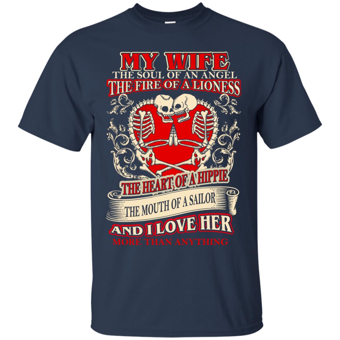 My Wife The Soul Of An Angel And I Love Her More Than Anything Husband Shirt Navy
