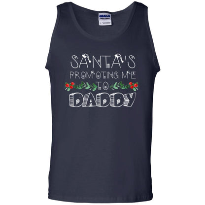 Family Christmas T-shirt Santa's Promoting Me To Daddy Navy