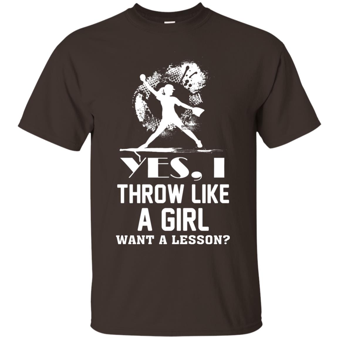 Yes, I Throw Like A Girl Want A Lesson Basebal T-shirt Dark Chocolate