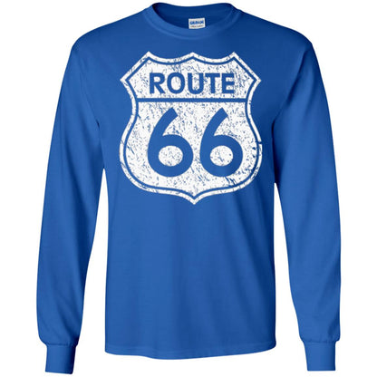 Historical Route 66 Distressed Vintage Look T-shirt Royal