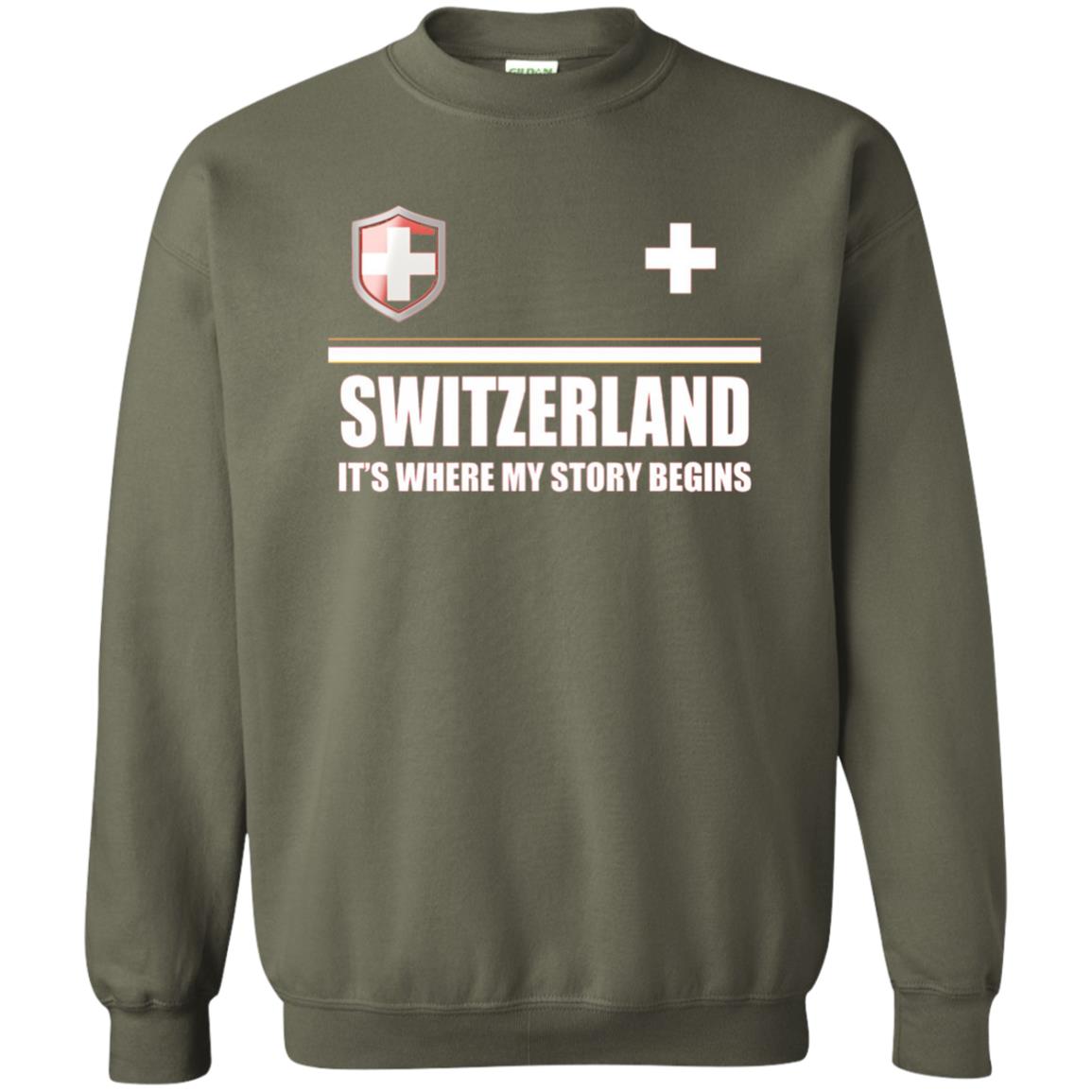 Switzerland Flag T-shirt Military Green