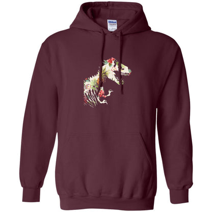 Dinosaur T-shirt Floral Tropical Hawaiian Pattern T Rex Maroon