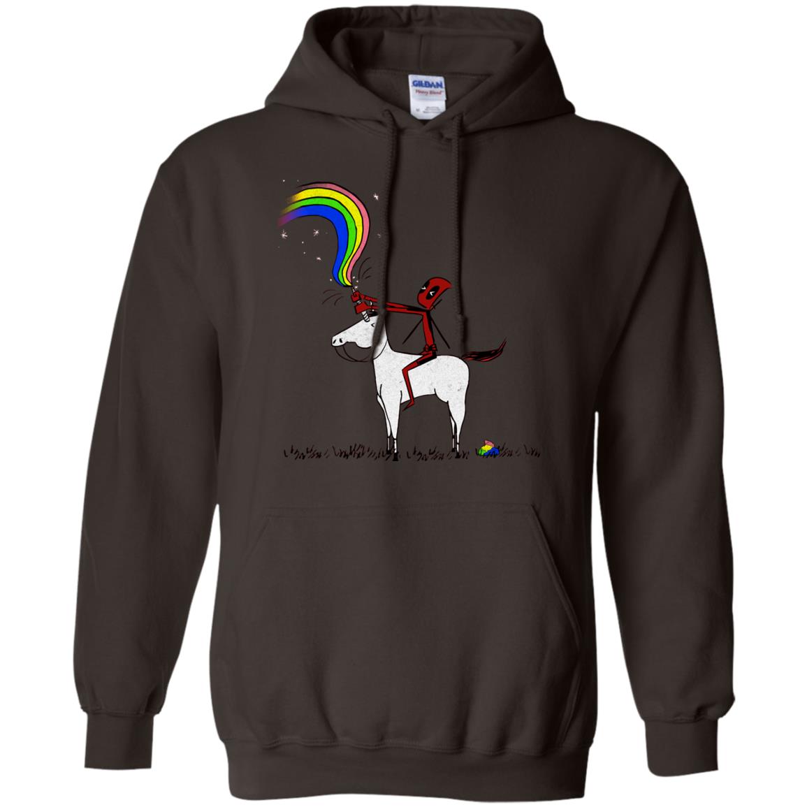 Deadpool With Unicorn Movie T-shirt Dark Chocolate