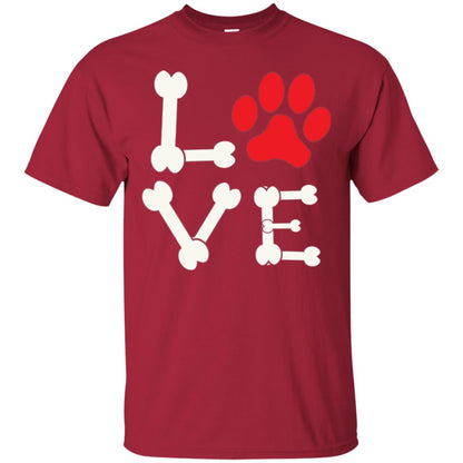 Love My Dog Red Pawprint Dog Bones T-shirt Cardinal