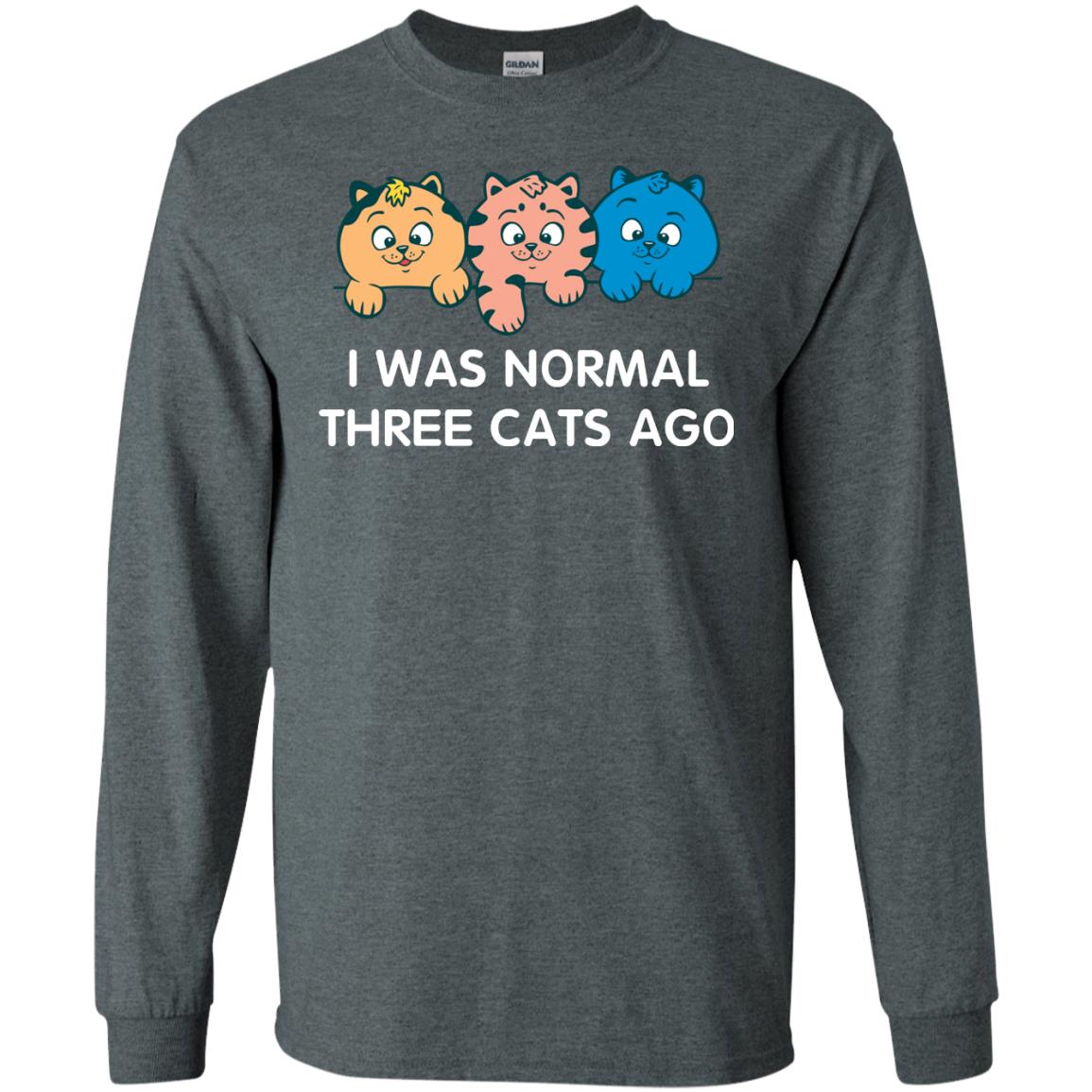Cat Lover T-shirt I Was Normal Three Cats Ago Dark Heather