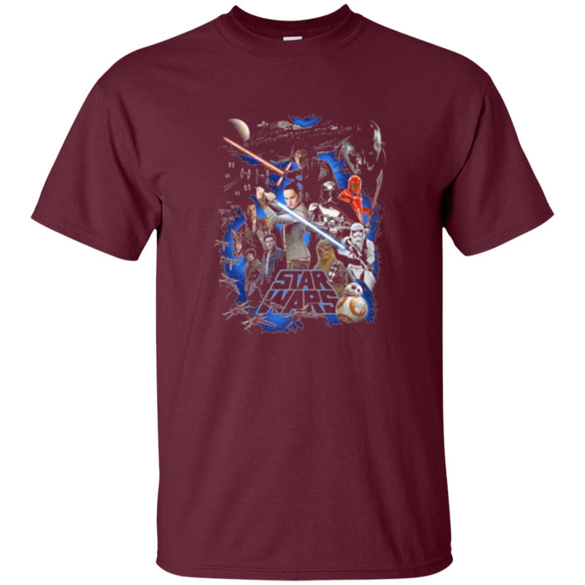 Film T-shirt Star Wars Last Jedi Classic Epic Film Poster Graphic Maroon