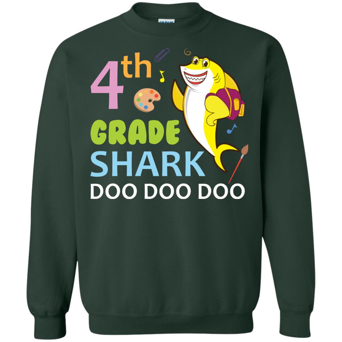 4th Grade Shark Doo Doo Doo Back To School T-shirt Forest Green