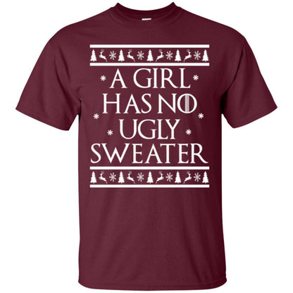 Christmas T-shirt A Girl Has No Ugly Sweater Maroon