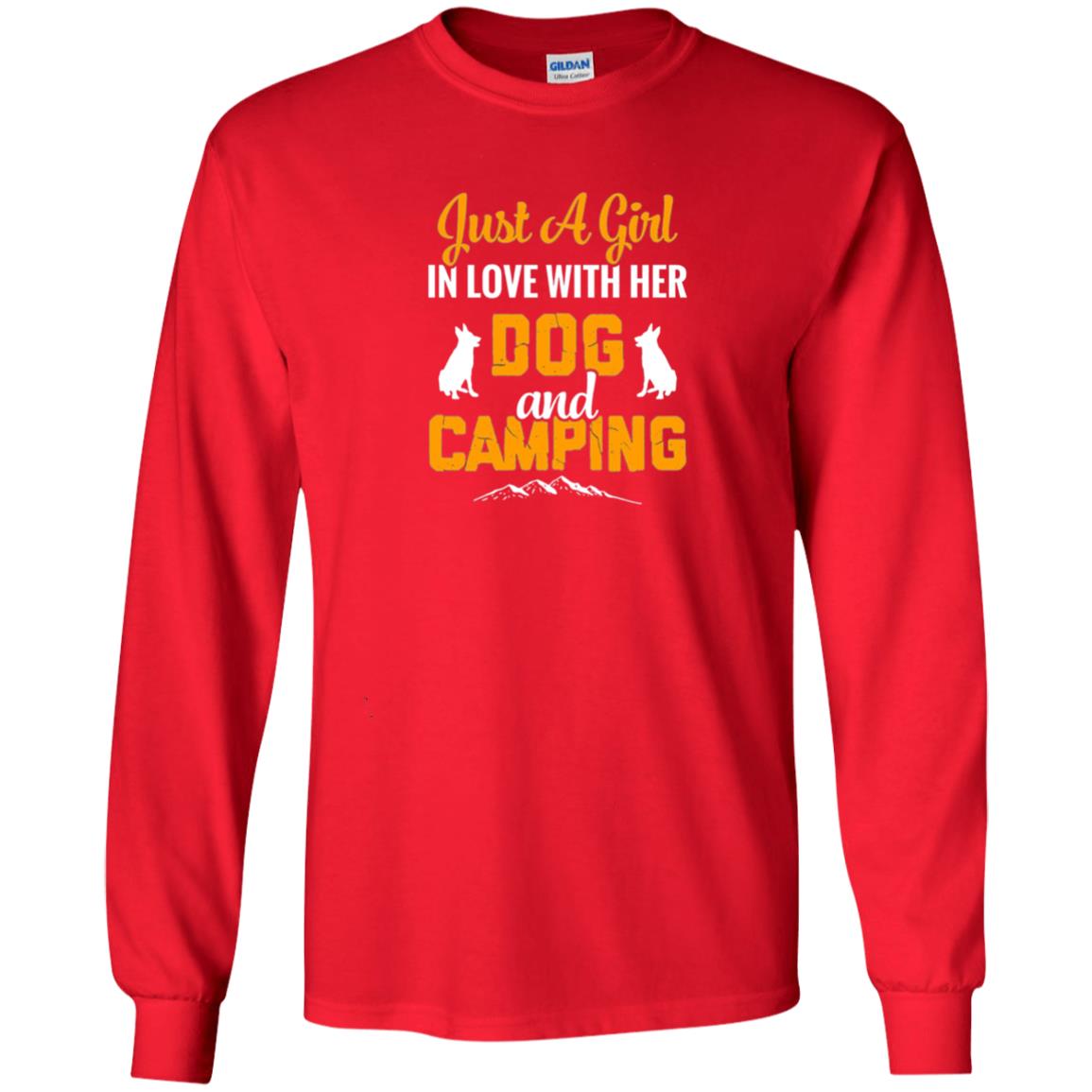 Just A Girl In Love With Her Dog And Camping Dog Lover T-shirt Red