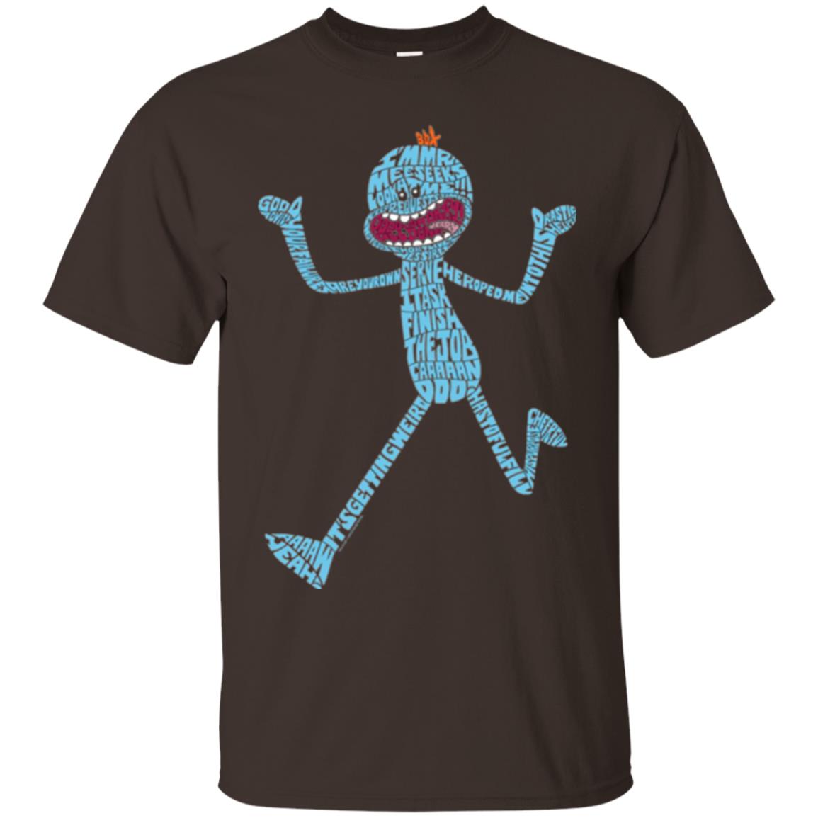 Cartoon T-shirt It_s Mr. Meeseeks Typography Dark Chocolate