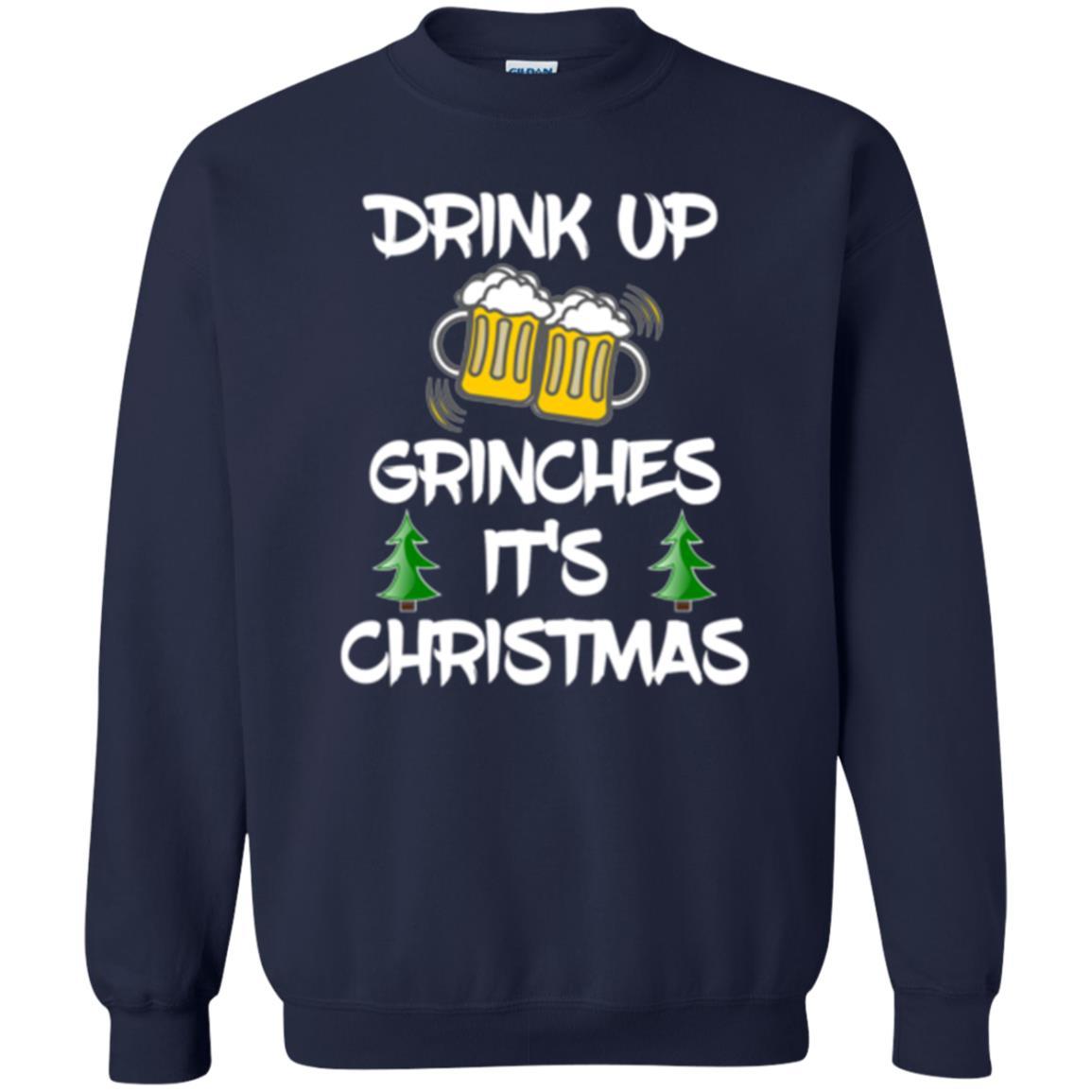 Beer Lover T-shirt Drink Up Beer Grinches It's Christmas Navy