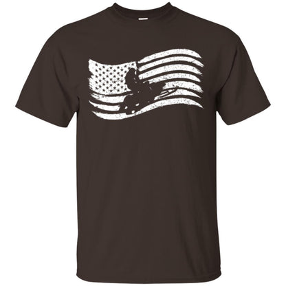 Snowmobile Rider T-shirt American Flag Dark Chocolate