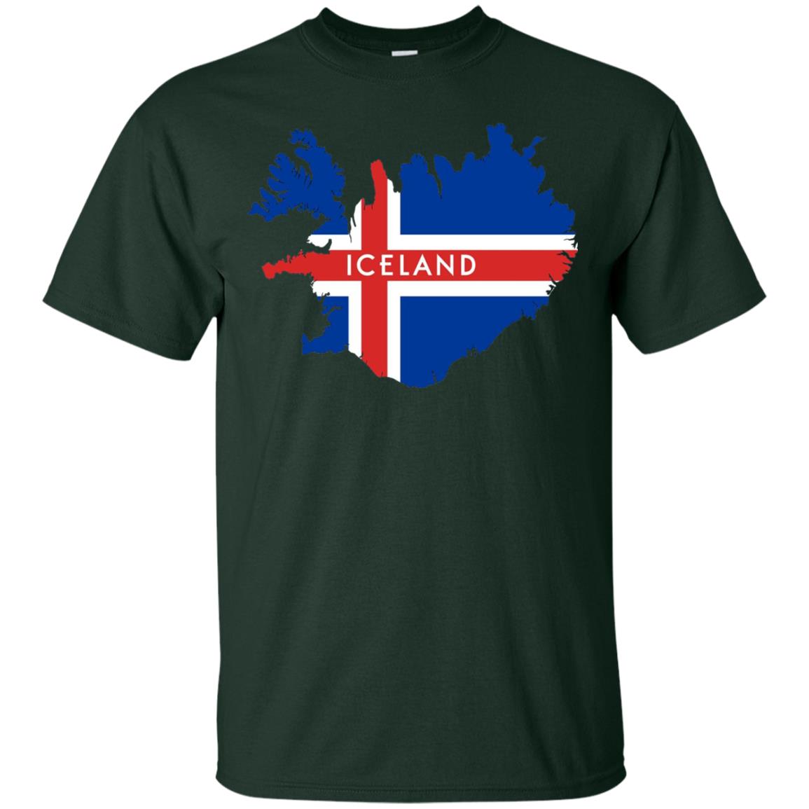 Iceland T-shirt With Flag And Map Forest